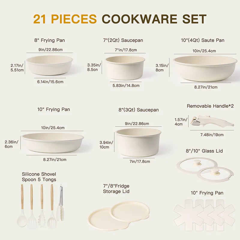 Astercook 21 Pots And Pans Nonstick Ceramic Cookware Set