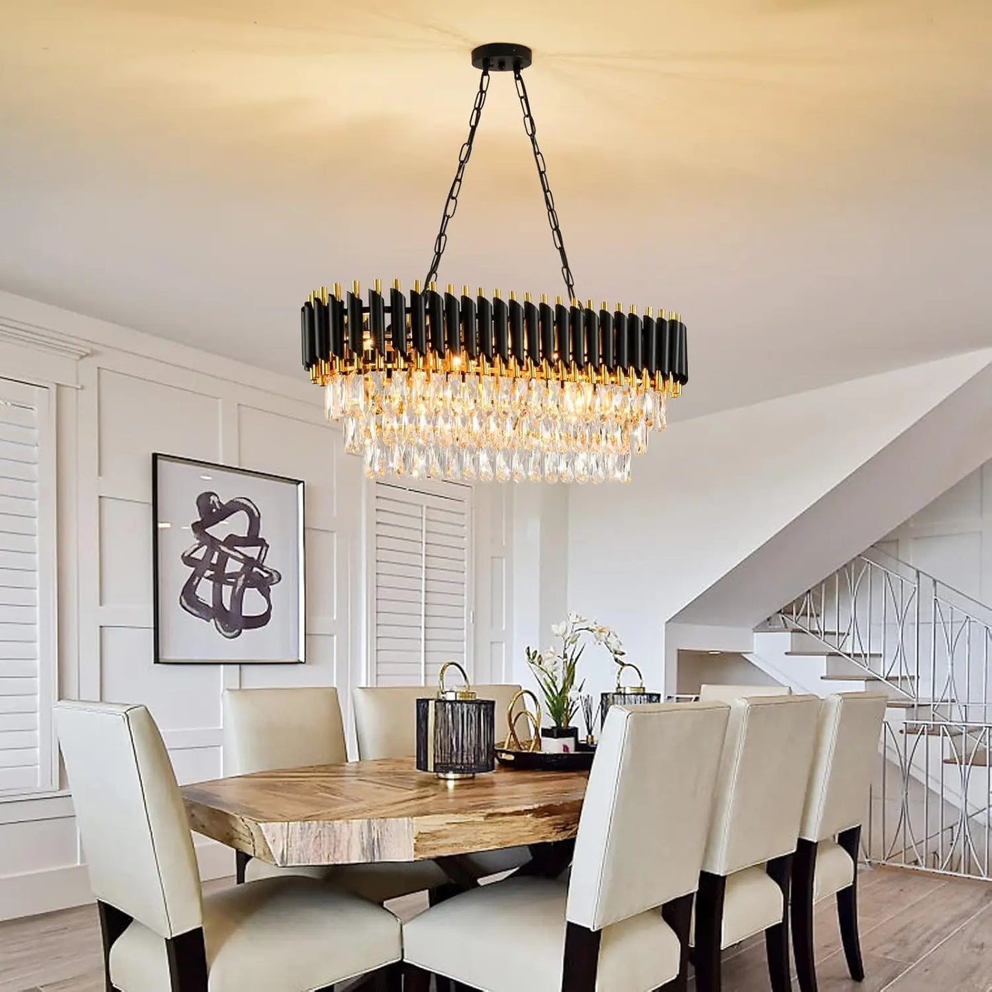 Modern Crystal 3 Tier K9 Oval Chandelier Light Fixture