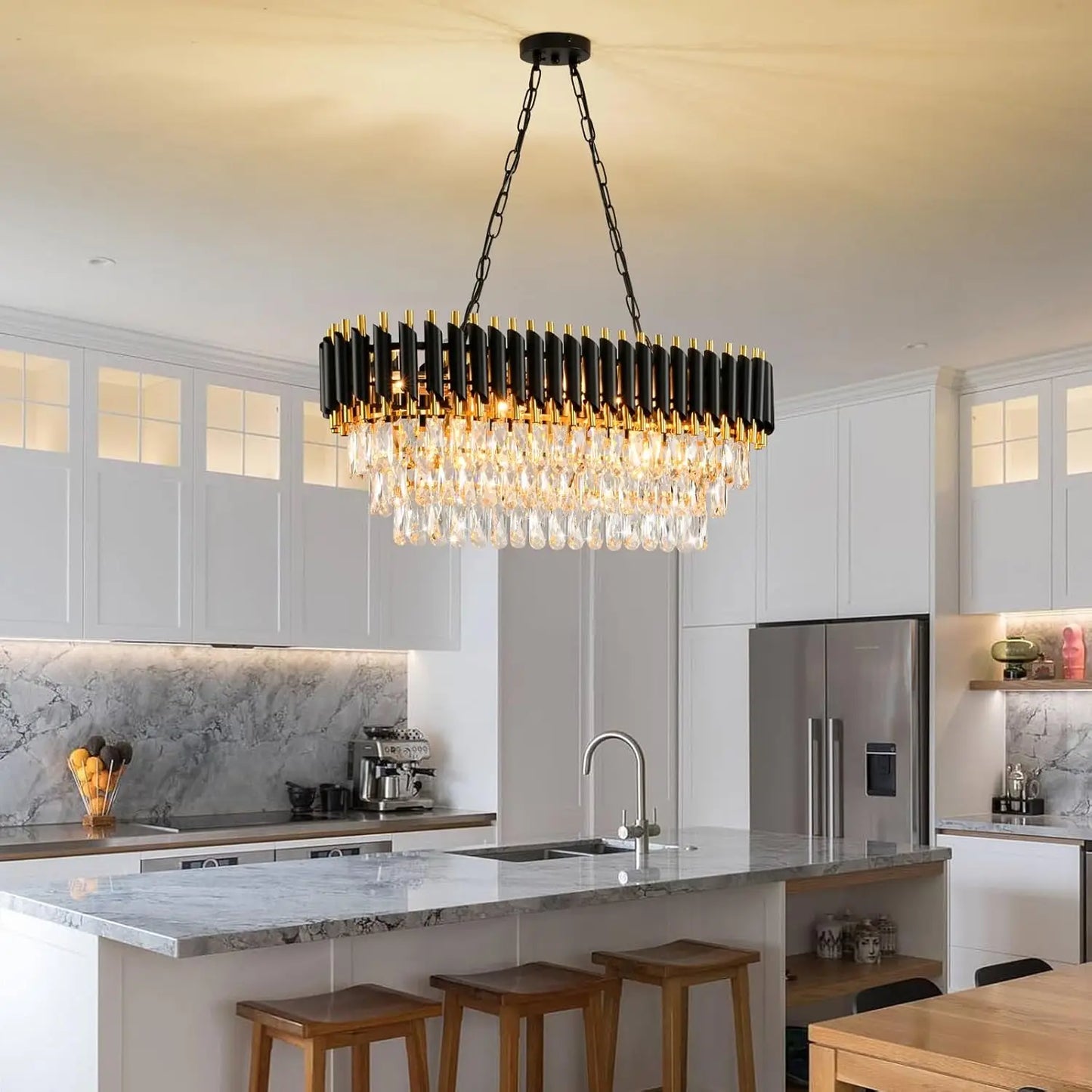 Modern Crystal 3 Tier K9 Oval Chandelier Light Fixture