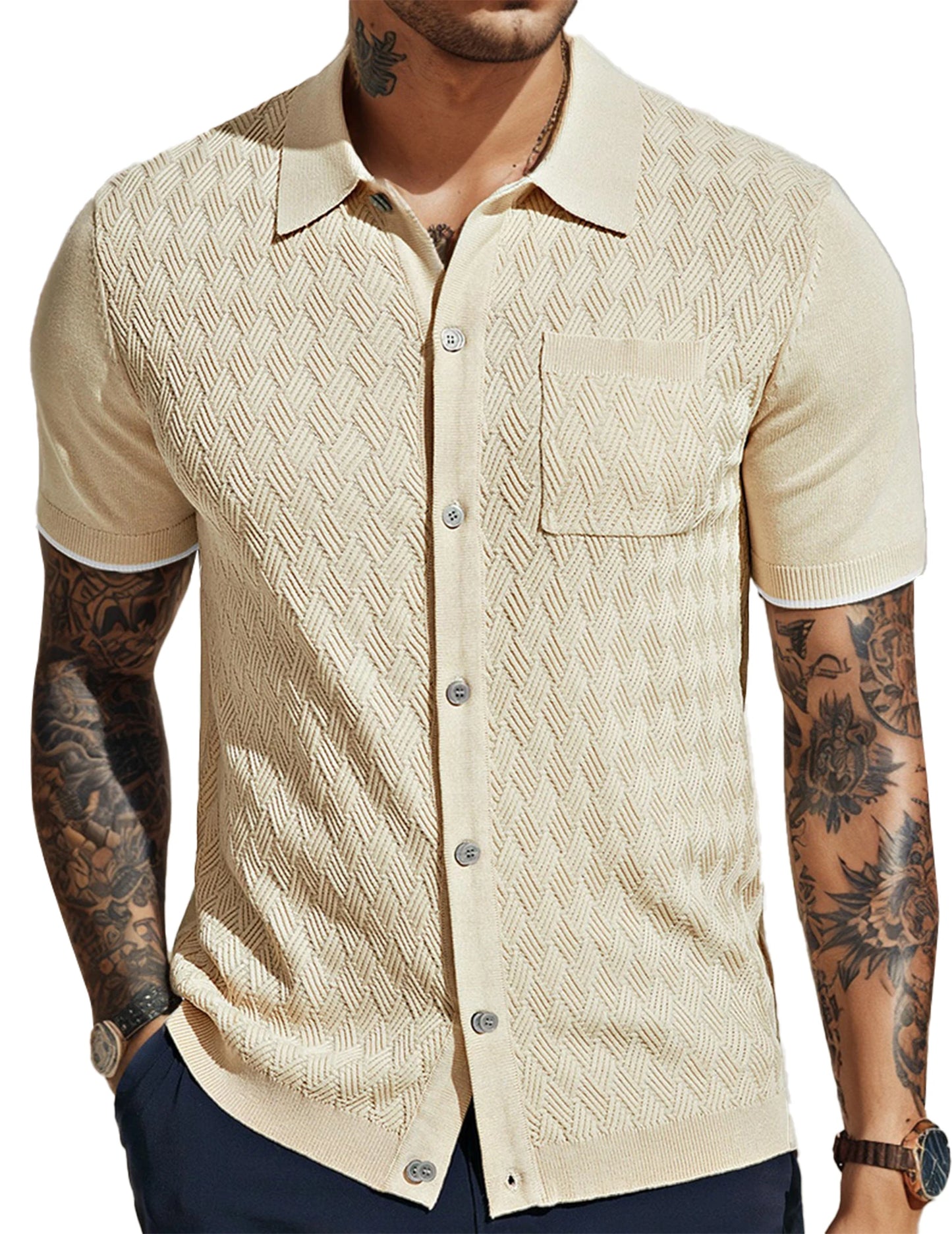 CN Guangdong Men Breathable Short Sleeve Knit Polo Shirt