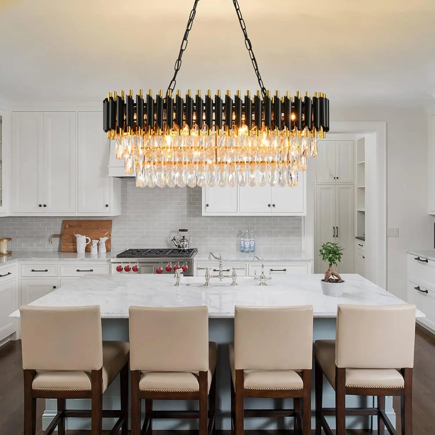 Modern Crystal 3 Tier K9 Oval Chandelier Light Fixture