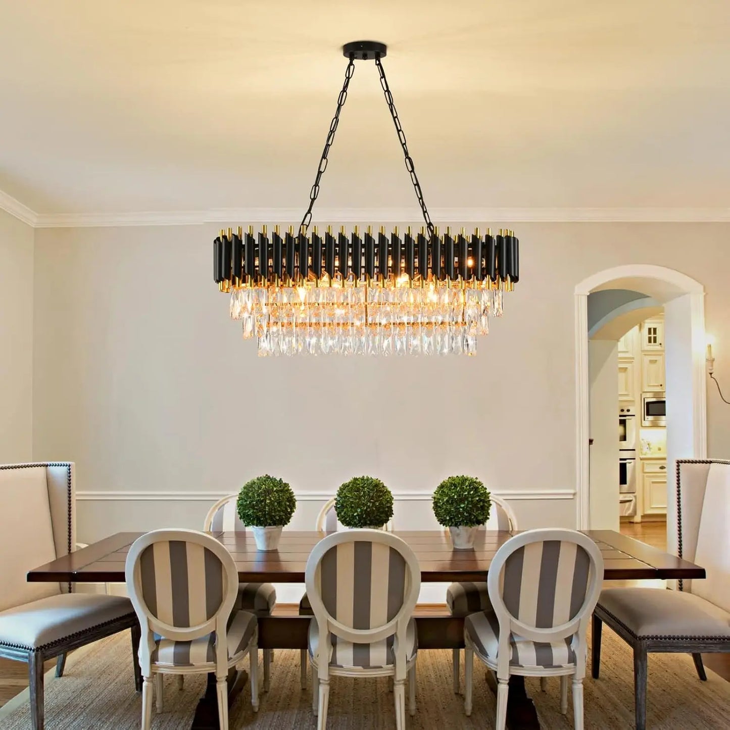 Modern Crystal 3 Tier K9 Oval Chandelier Light Fixture