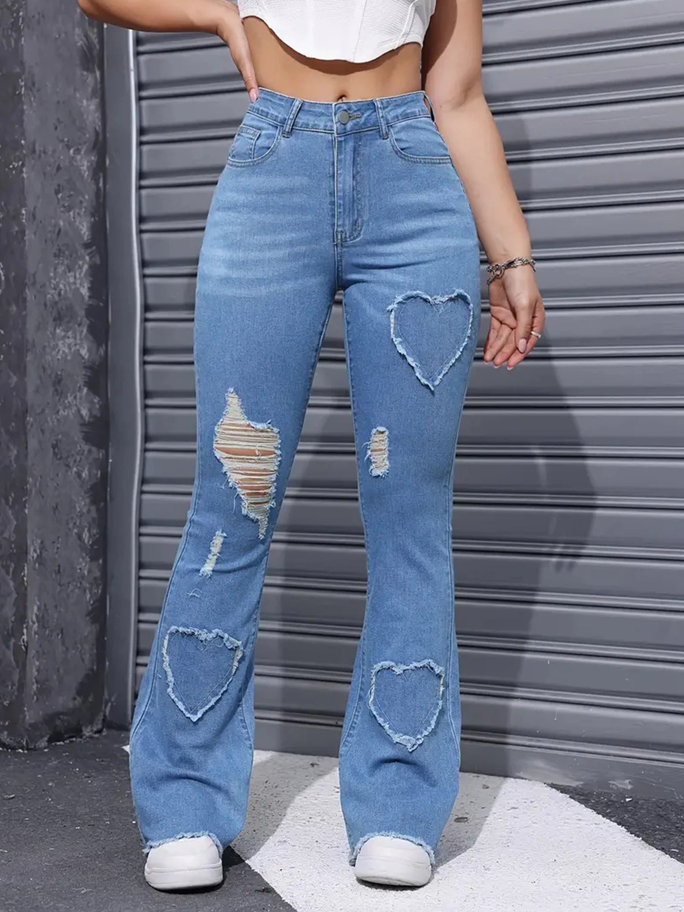 CN Guangdong Womens Distressed Jeans Embroidered Patches
