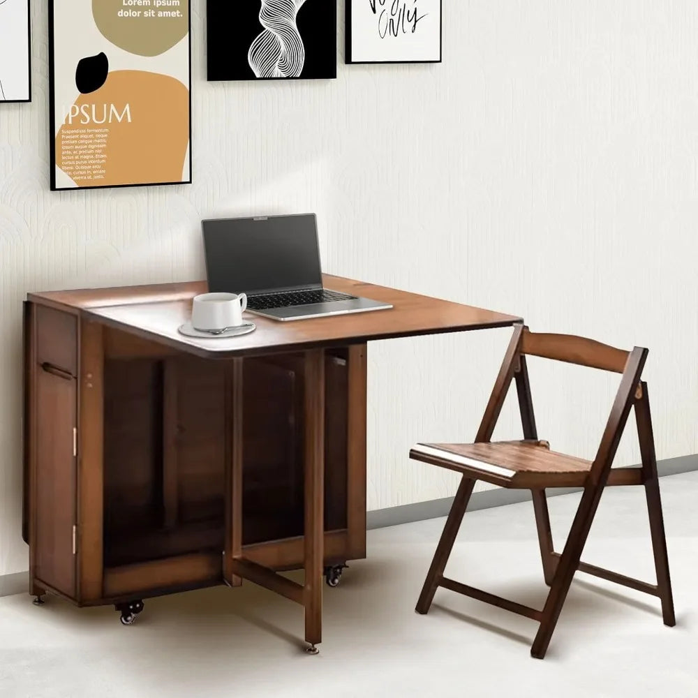 MKDK Folding Dining Table Set Drop Leaf Dinette Small Space