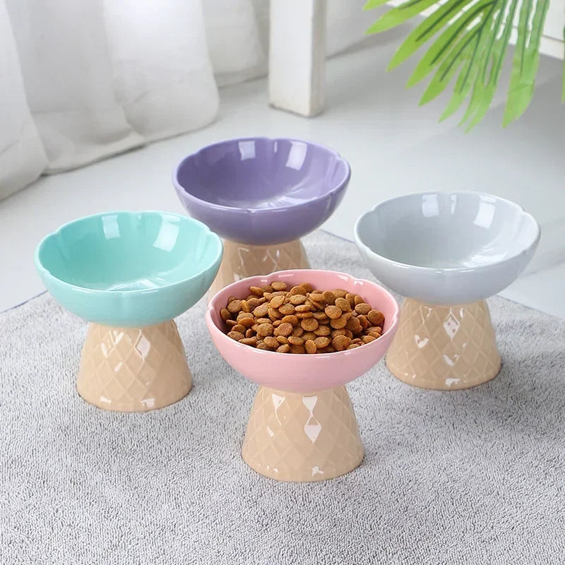 Elevated Cat Raised Ceramic Bowl For Pet Food And Water
