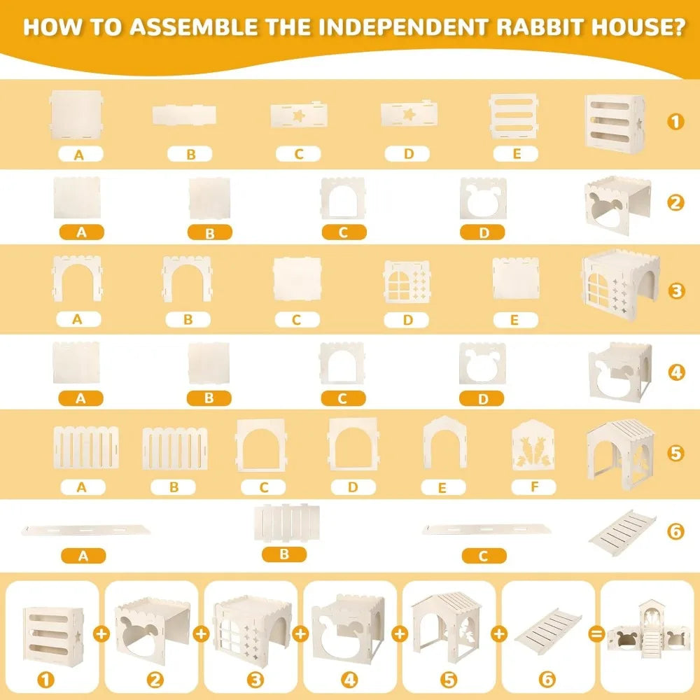 Hignconcerned Rabbit Hideout Castle Wooden House Hay Feeder