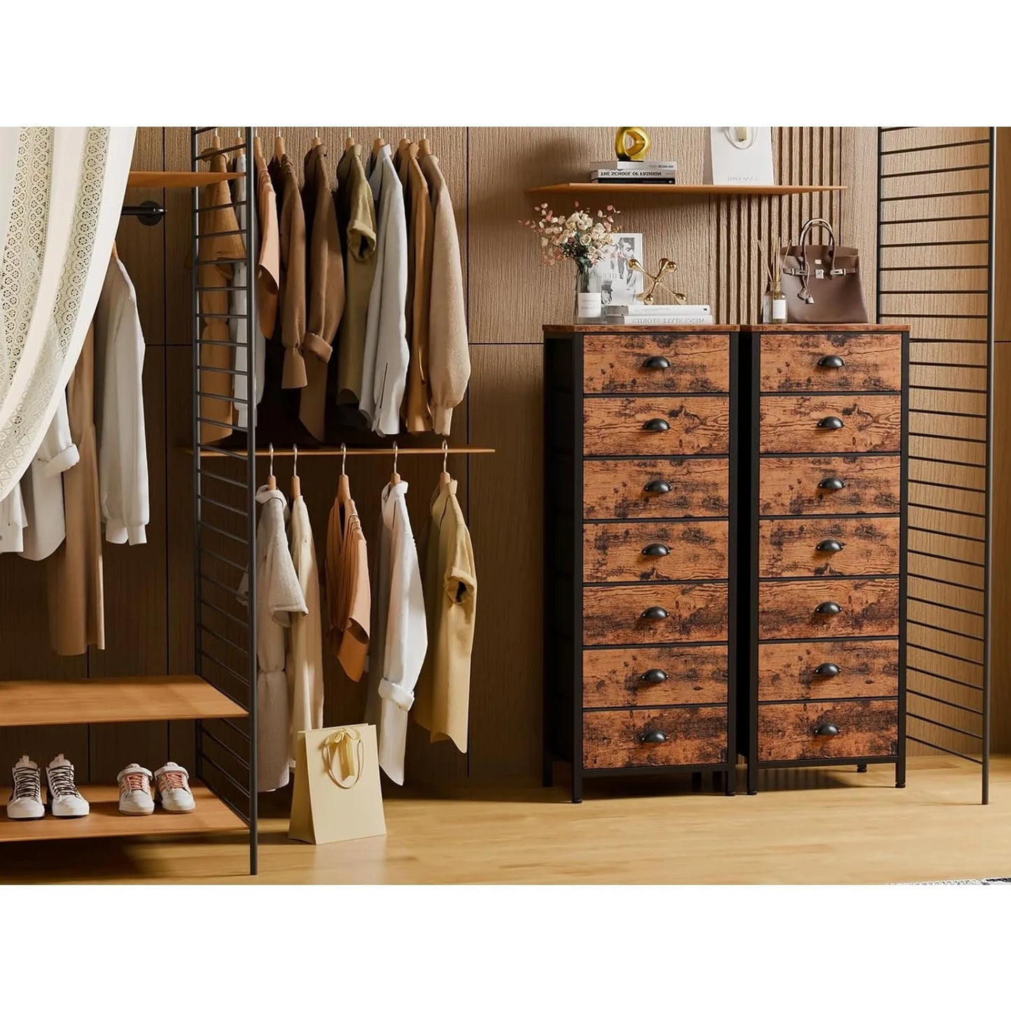 Industrial Seven Drawer Dresser Bedroom Chest Storage