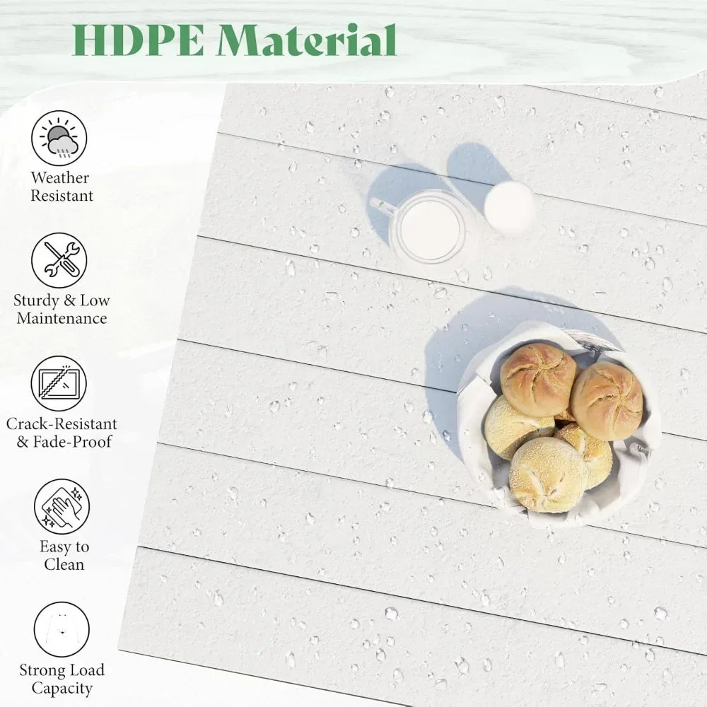 General 7 Piece HDPE Outdoor Dining Set With Umbrella