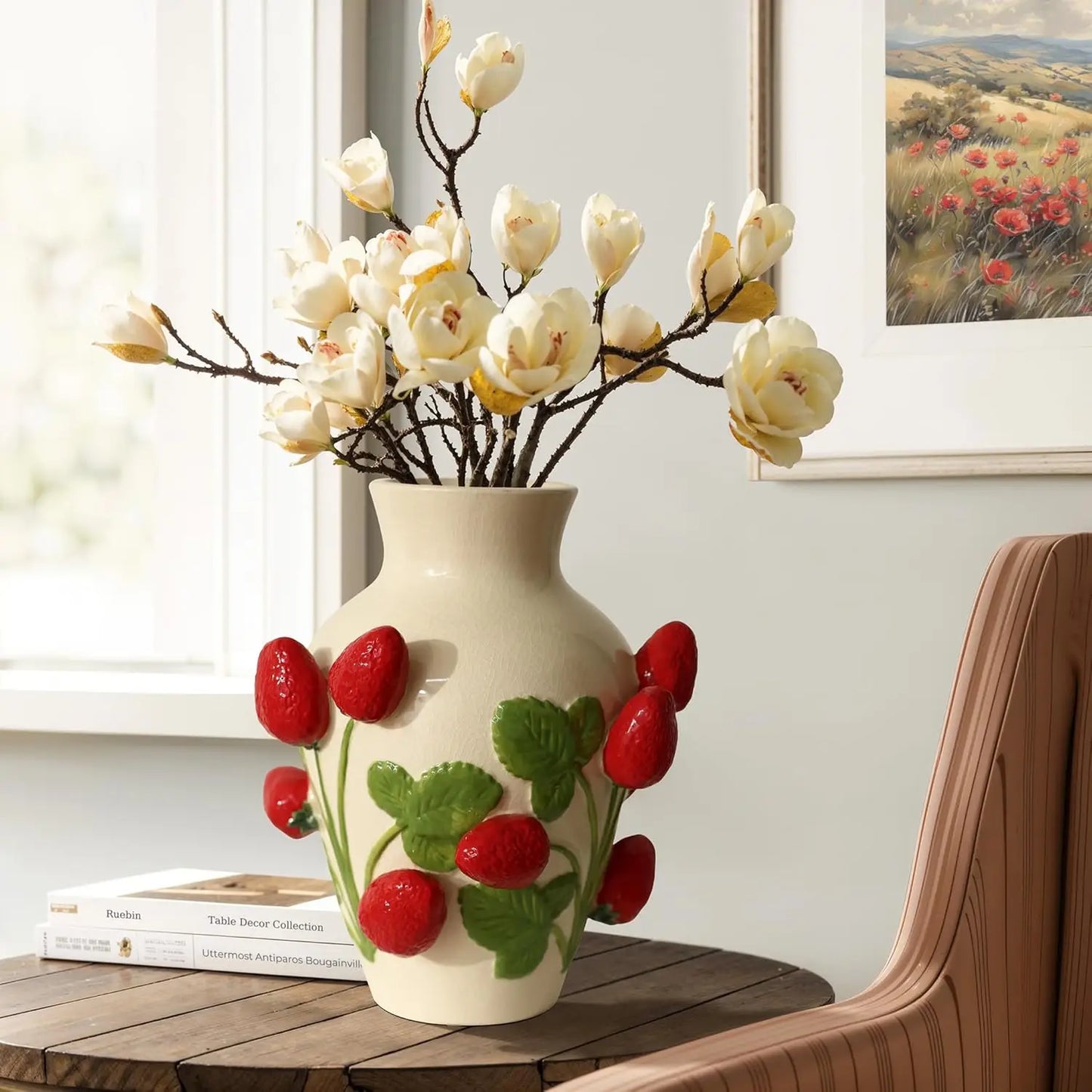 Hign-concerned Strawberry Themed Ceramic Flower Vase