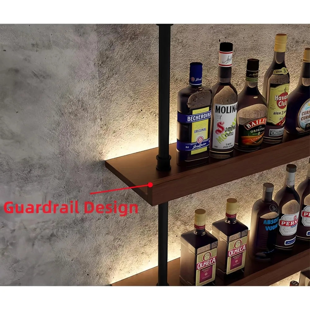 TANGXU 5 Tier Industrial Wall Mounted Wine Rack Shelves