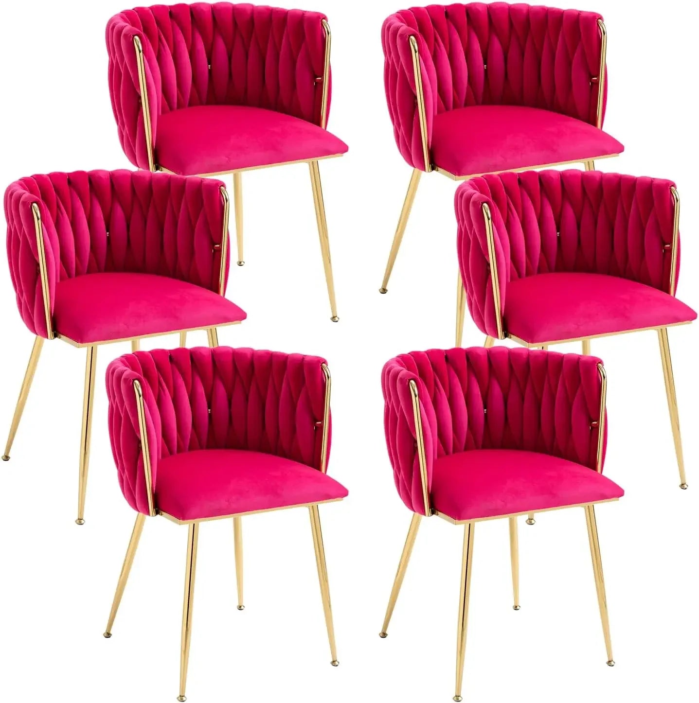 DAFIFY Woven Upholstered Velvet Dining Chairs Metal Legs