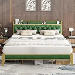 DAFIFY Storage Headboard Bed Frame With Electrical Outlets