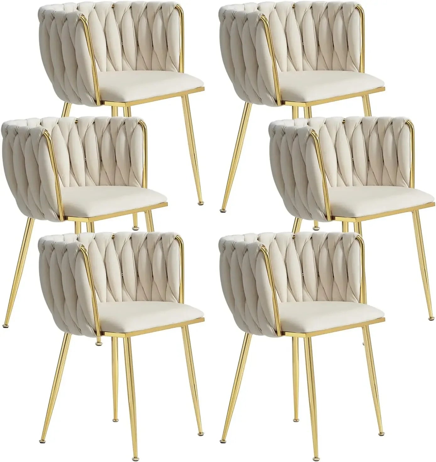 DAFIFY Woven Upholstered Velvet Dining Chairs Metal Legs