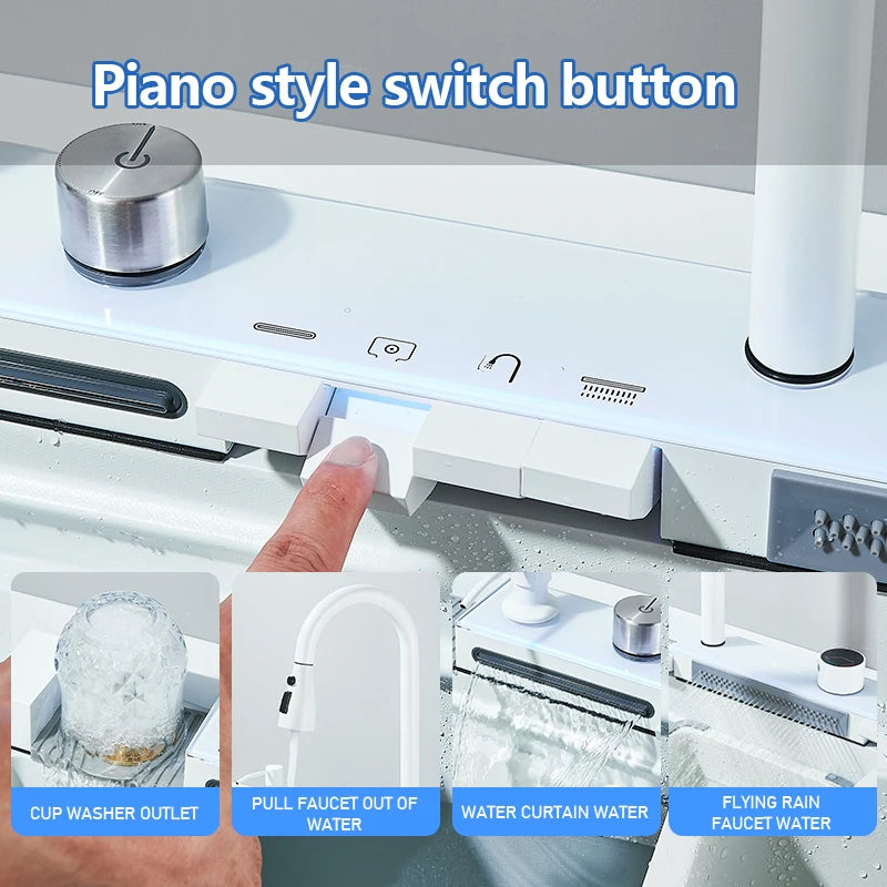 Wanmivezlo Digital Rain Faucet Stainless Kitchen Sink