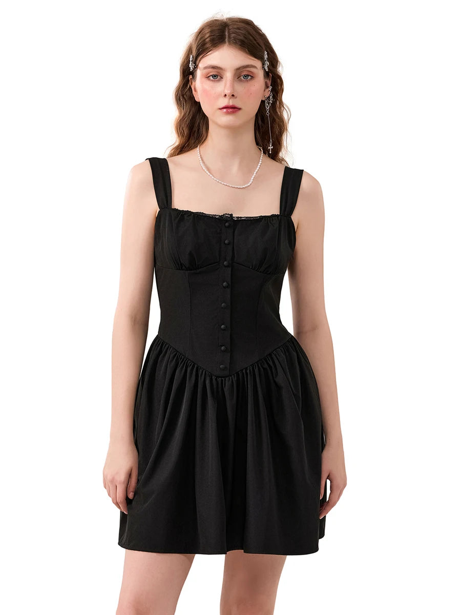 Hirigin Women Sleeveless A-Line Lace Patchwork Party Dress