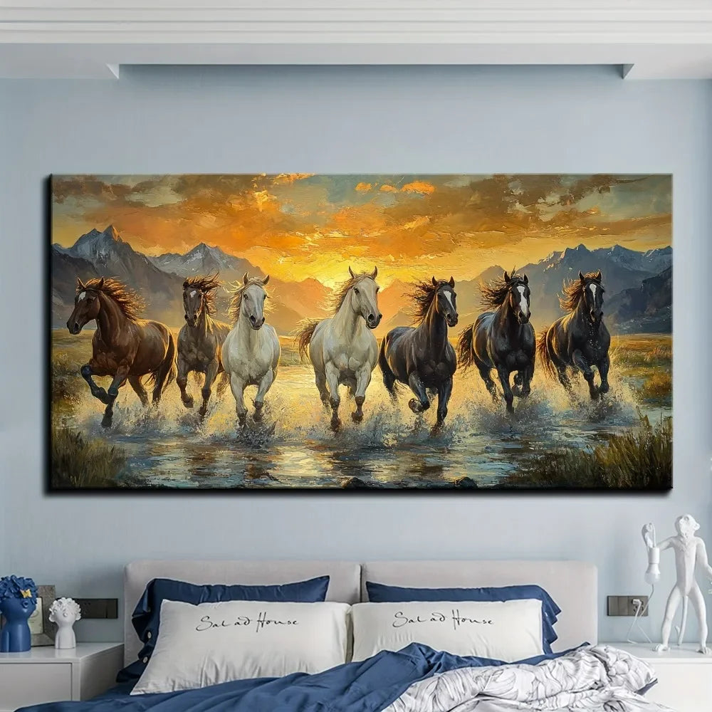 Complete Home And Apparel Feng Shui Seven Horse Canvas