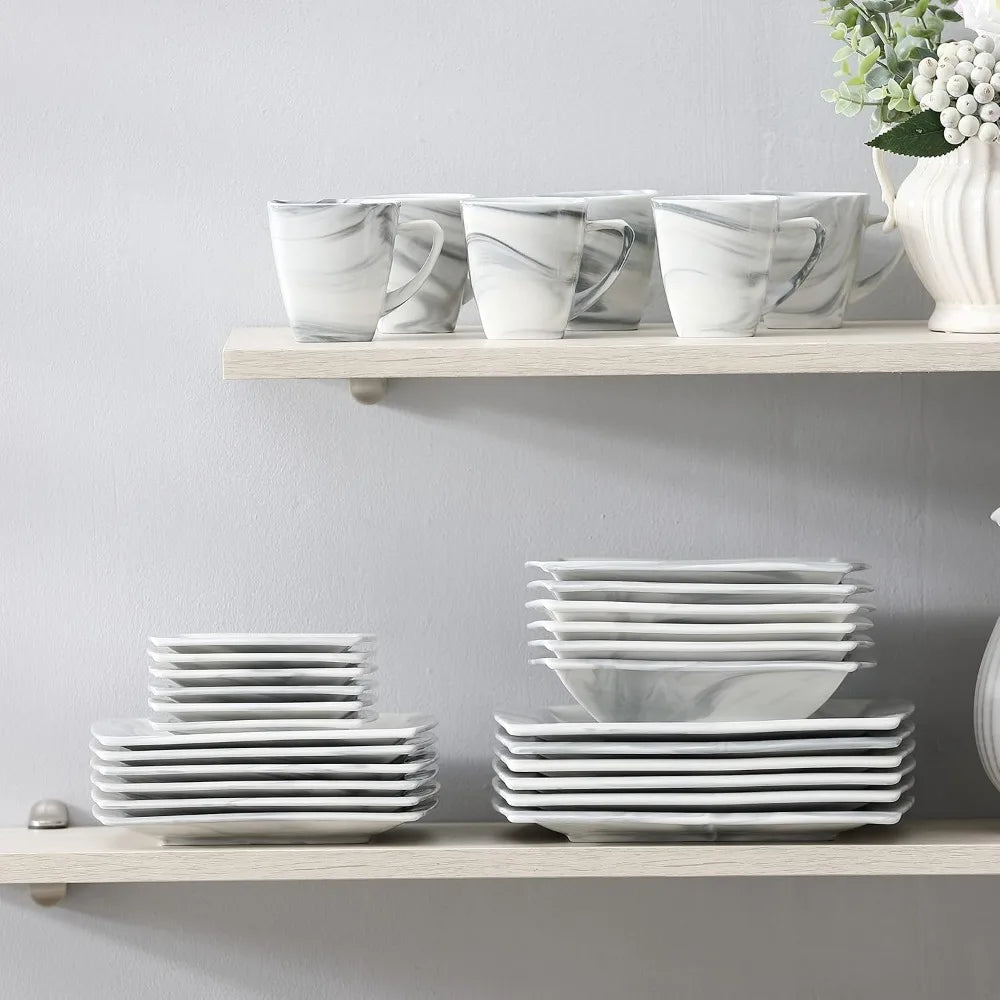 BLANCE Dinnerware Set Porcelain Square Plates And Bowls