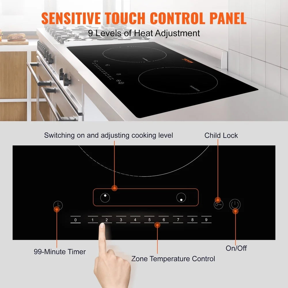 XMSJCooker Electric Cooktop Glass Touch Control 1800W