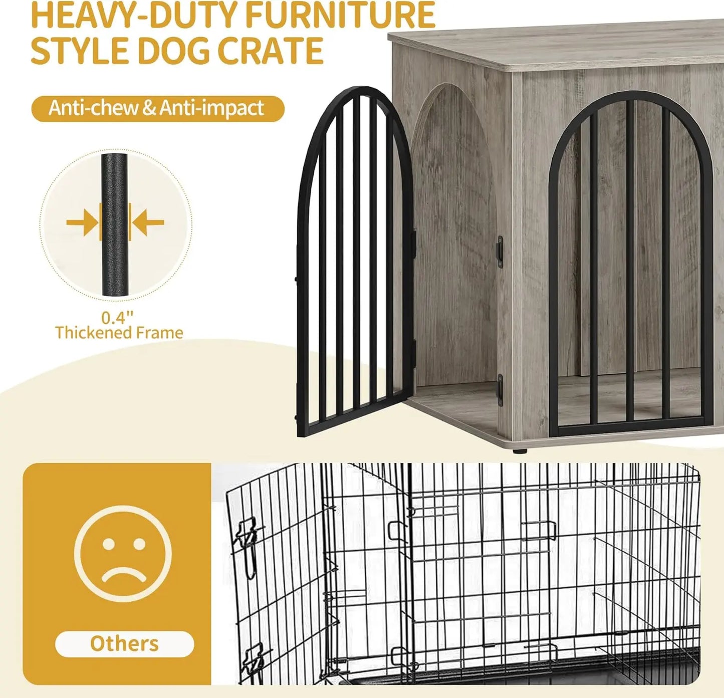 XMSJ Wooden Dog Crate TV Stand End Table Anti Chew
