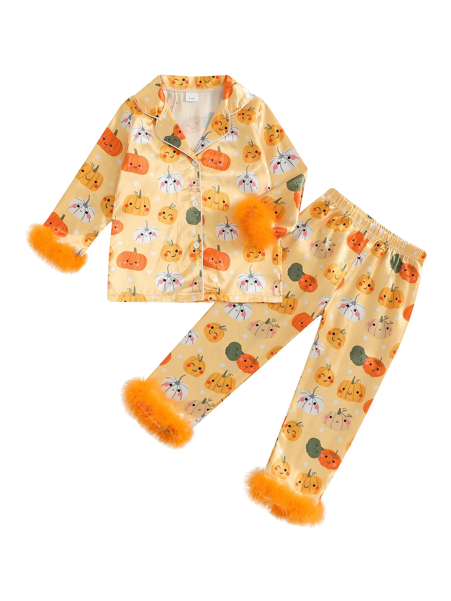 Halloween Bat Spider Print Kids Pajama Set Long Sleeve Pants