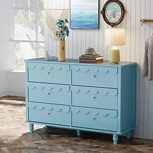 MKDK Modern Scalloped 6 Drawer Dresser Organizer Storage
