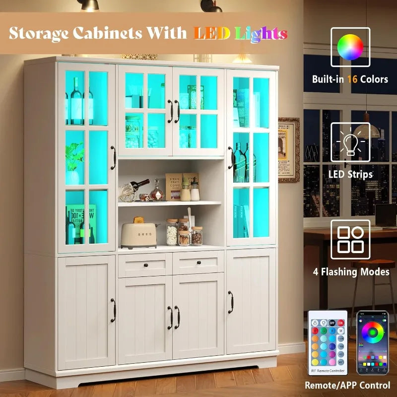 Hign-concerned Tall Storage Cabinet With Glass Doors Drawer
