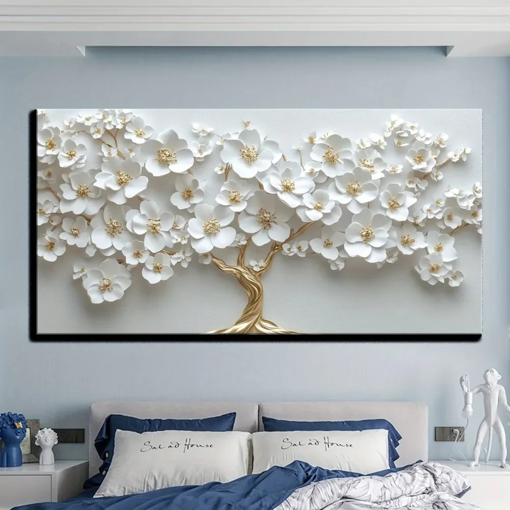 Hign-concerned Nordic Flower Canvas Oil Painting Framed Art