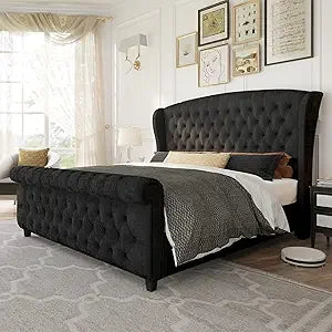AMERLIFE Platform Bed Frame With Chenille Upholstery