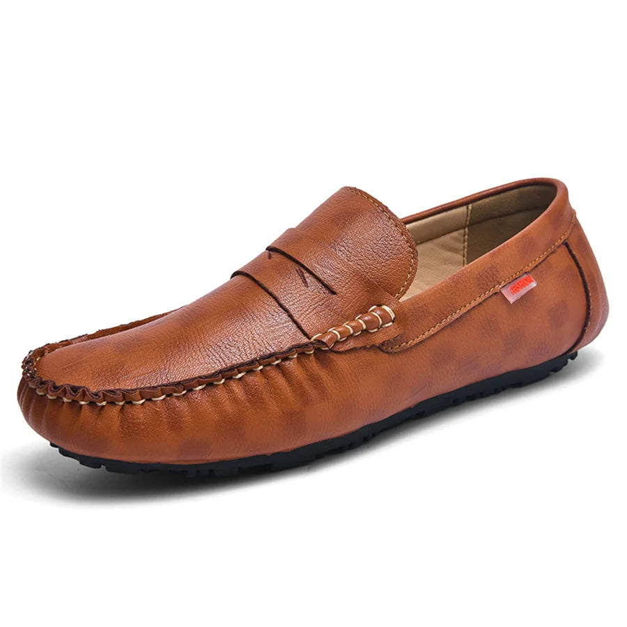 Handmade Leather Men Slip On Loafers Casual Walking Shoes