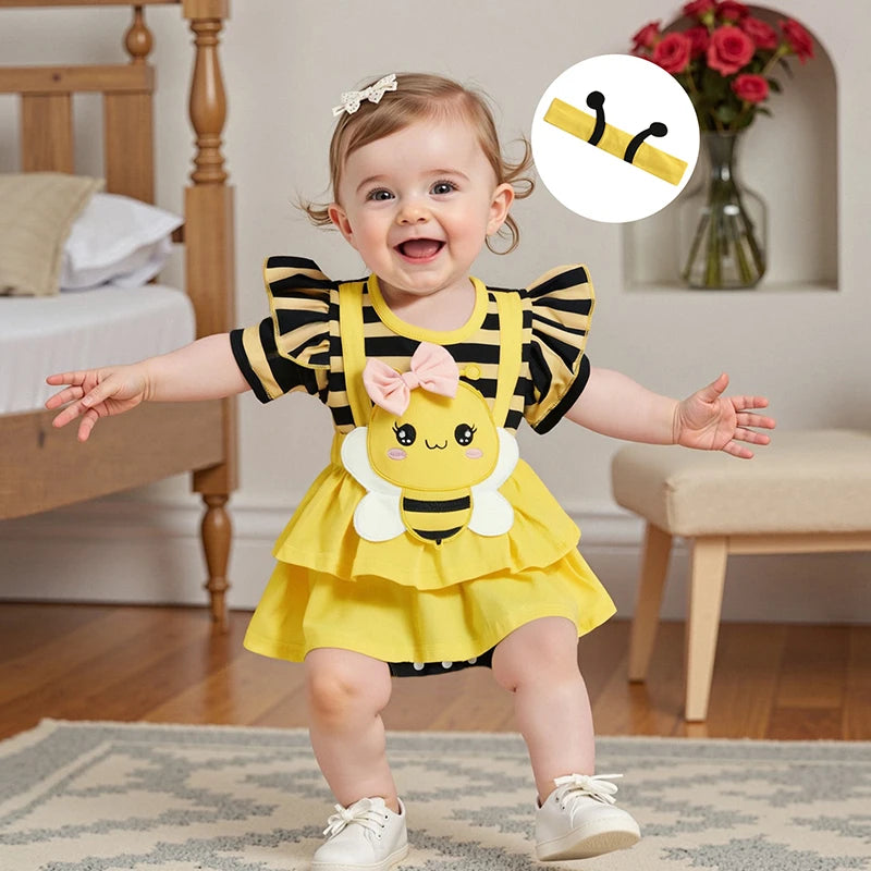 CN Guangdong Baby Girl Floral Print Ruffle Romper Set