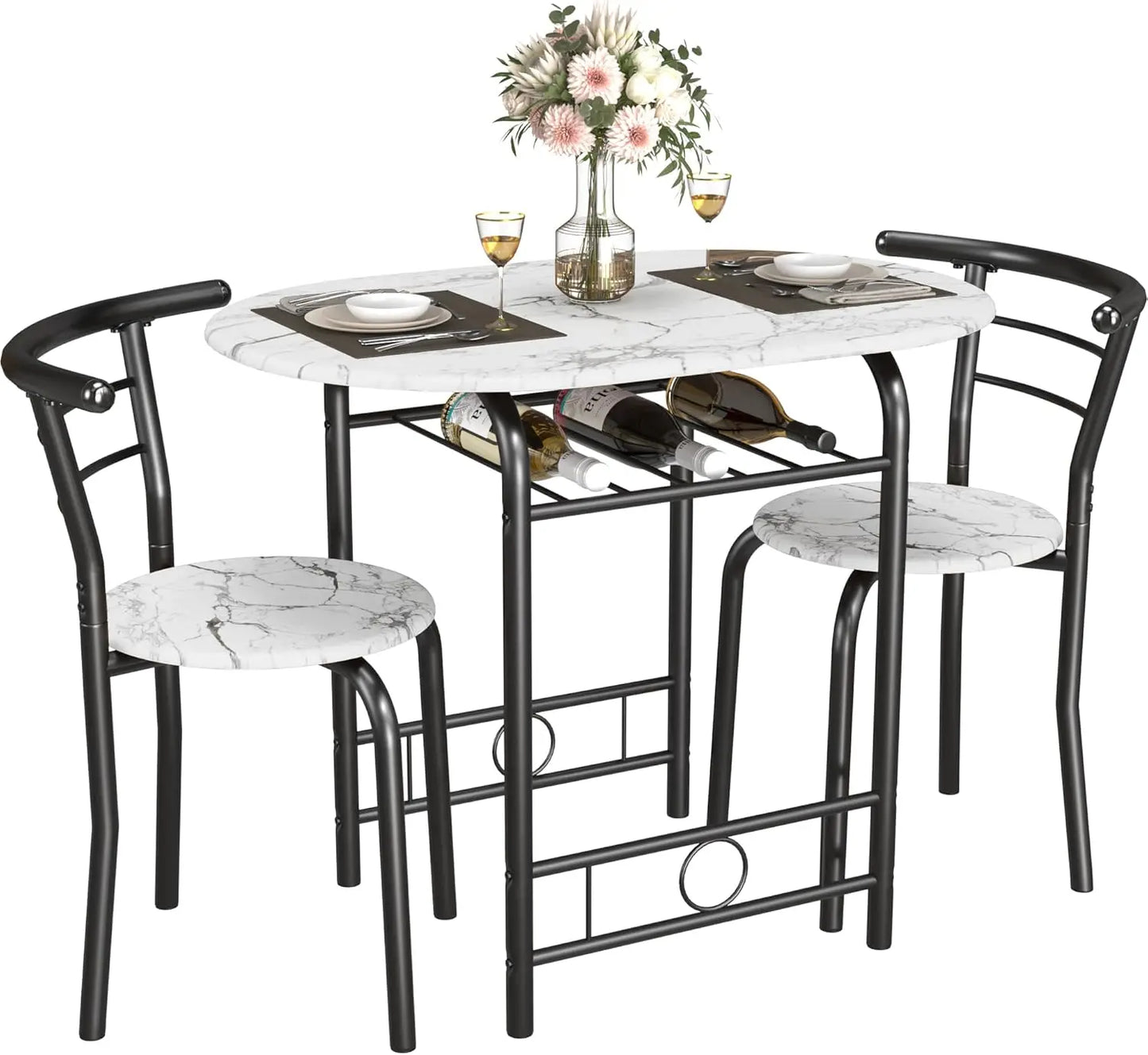 Hign-concerned Wooden Round Table And Chair Set Space Saver