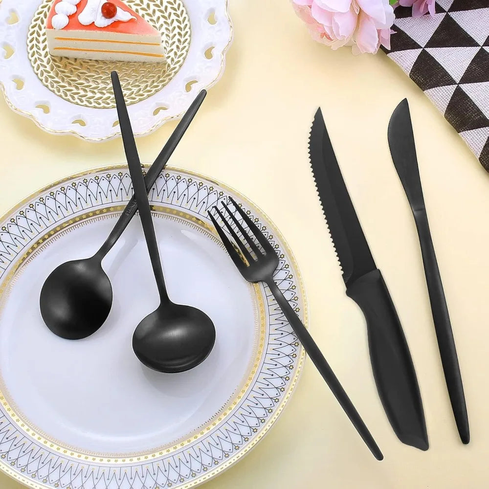 Stainless Steel Silverware Set With Steak Knives Daily Use