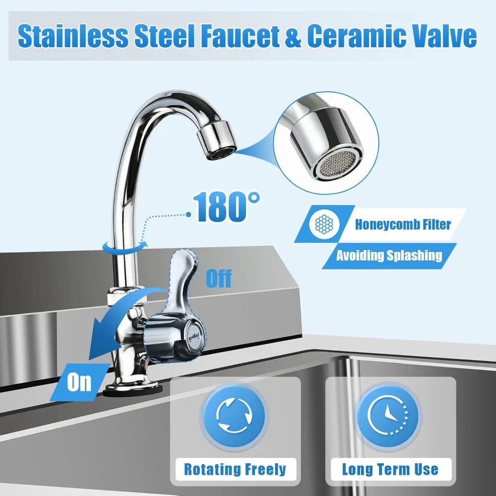 Stainless Steel Free Standing Outdoor Sink Single Bowl