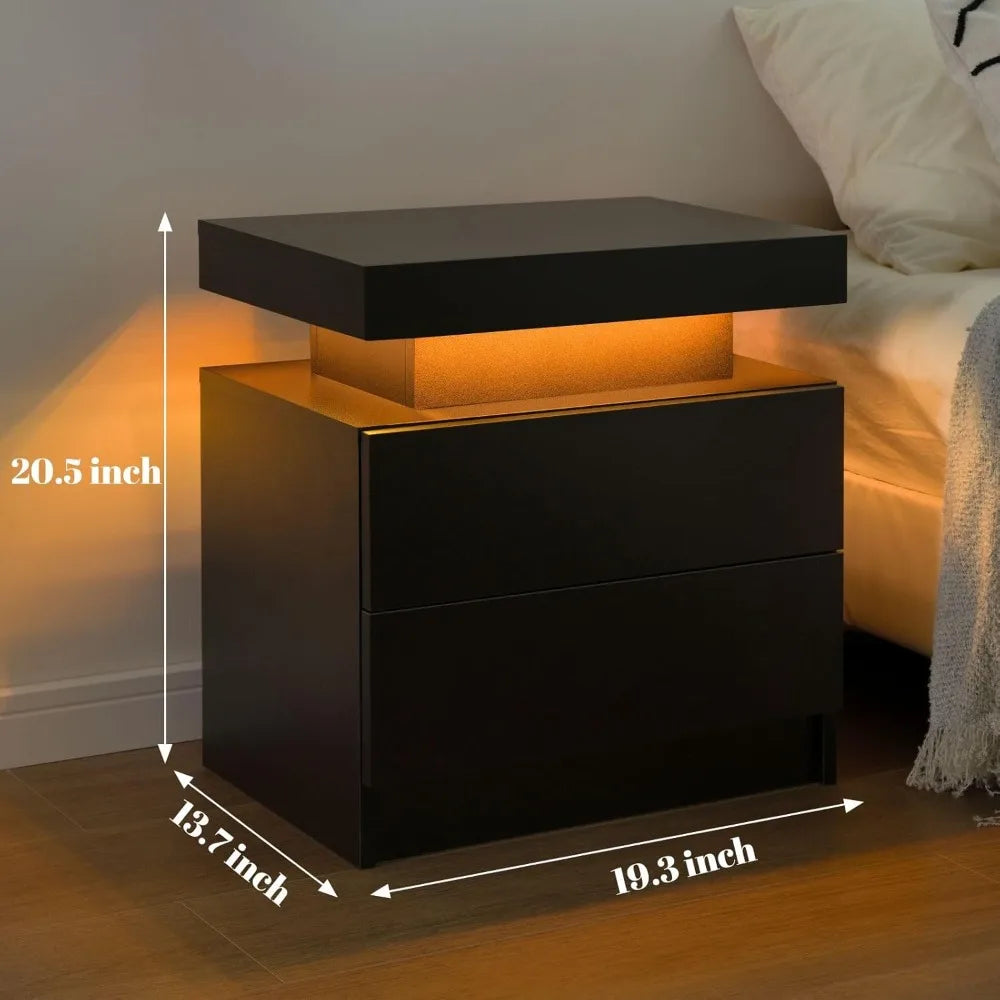 General Use Nightstands LED Duo End Tables Modern Furniture