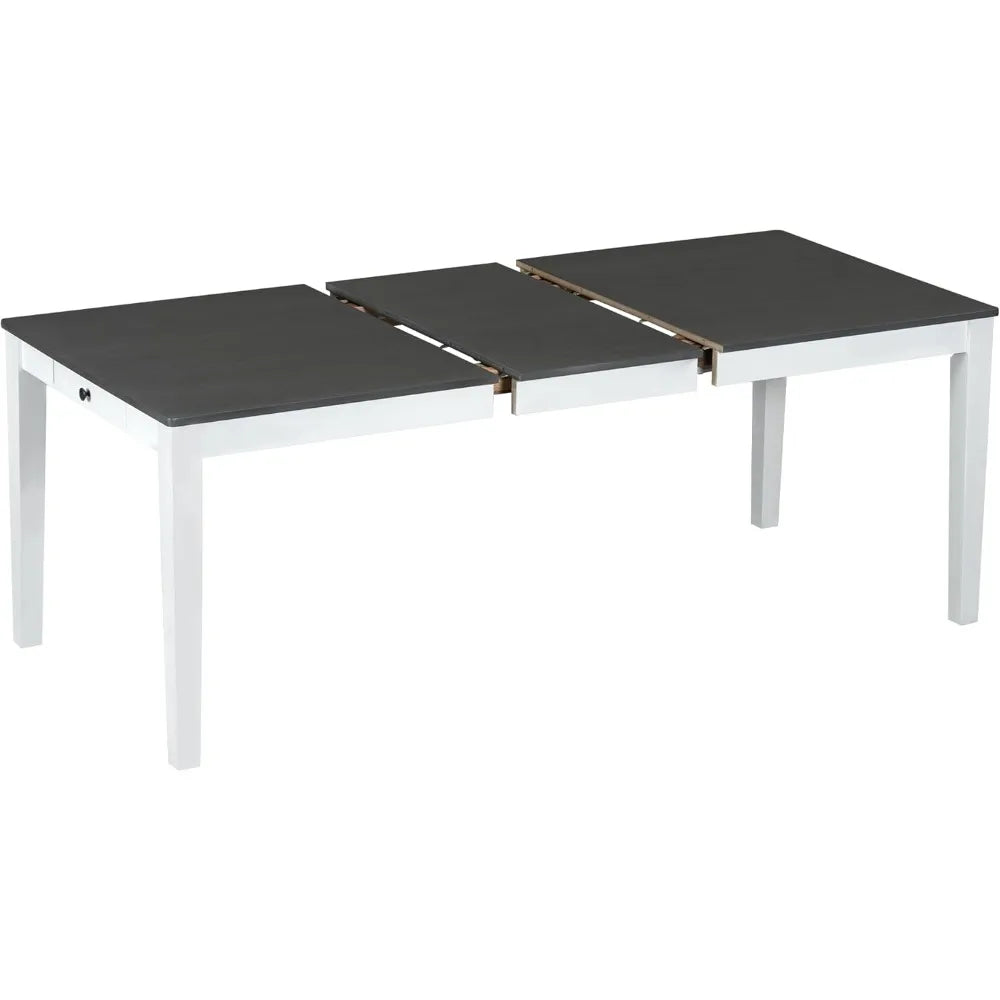 MKDK 7 Piece Extendable Dining Table Set Farmhouse Rustic