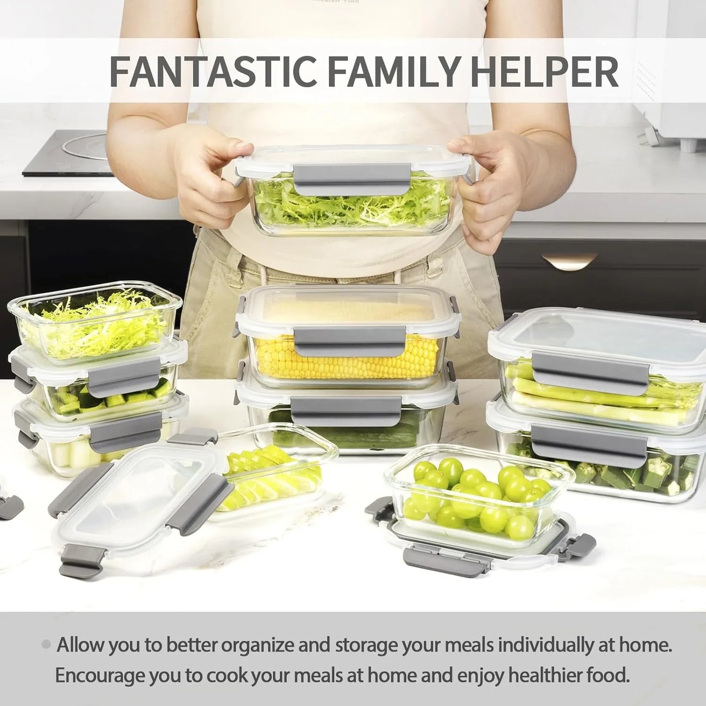 Glass Meal Prep Containers Airtight Lids For Food Storage