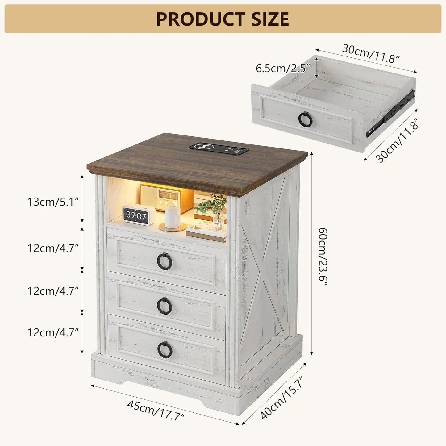 Complete Home And Apparel Nightstand Set 2 Charging Station