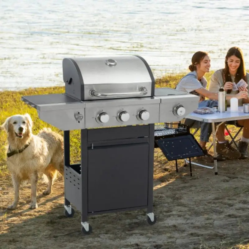 3 Burner Stainless Steel Gas Grill Side Burner 37000 BTU
