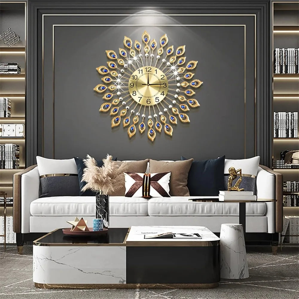 Hign Concerned Wall Clock Crystal Modern Silent Round Decor