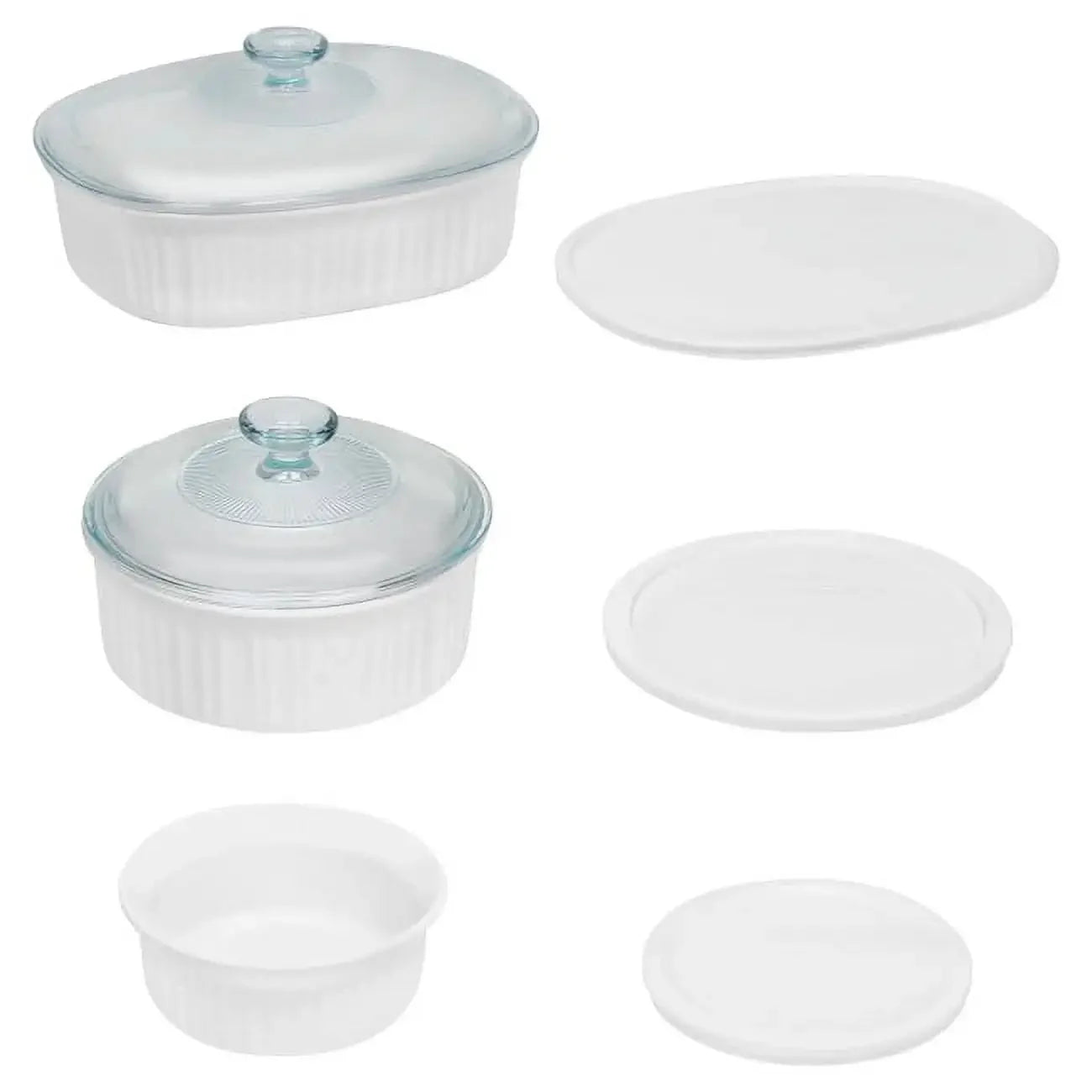XMSJ French Ceramic Stoneware Casserole Set with Glass Lids