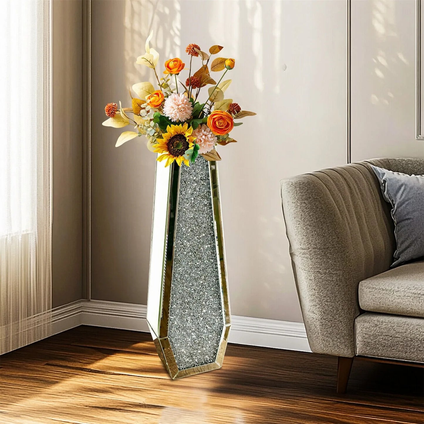 Complete Home And Apparel Luxury Floor Vase Crushed Diamond