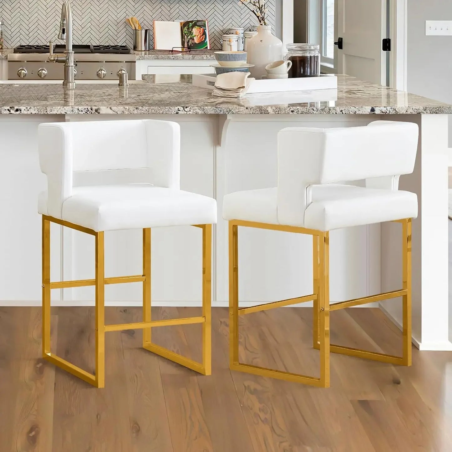Angduo Velvet Bar Stools Set Of 4 Modern Metal Frame