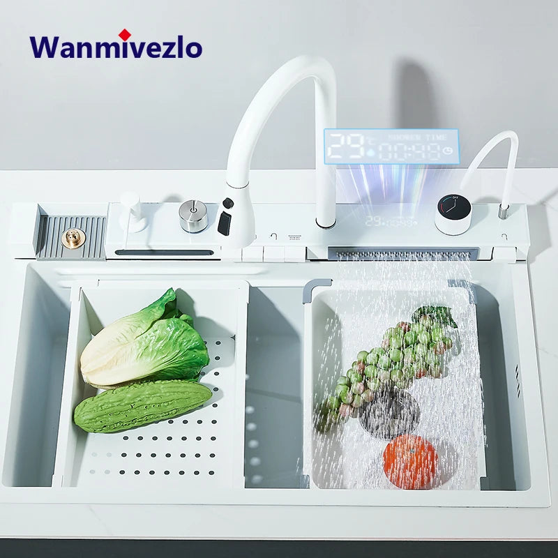 Wanmivezlo Digital Rain Faucet Stainless Kitchen Sink