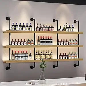 TANGXU 5 Tier Industrial Wall Mounted Wine Rack Shelves