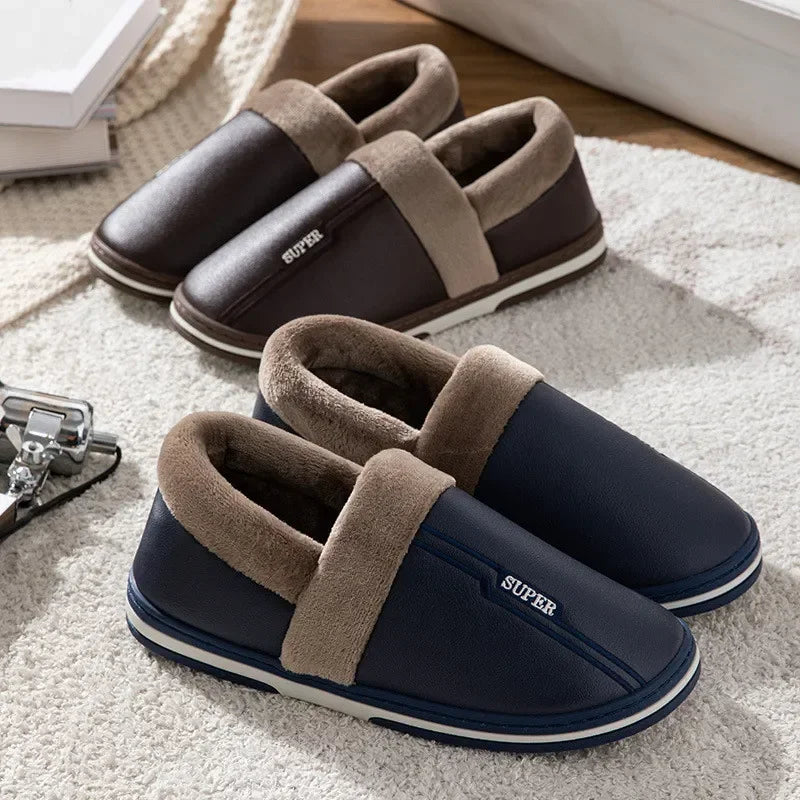 COZOKC Men Winter Warm Slippers Non Slip Furry Slipper