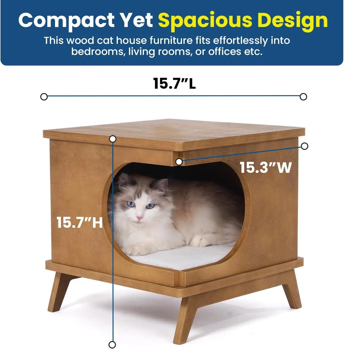 Wooden Cat Bed End Table Modern Cat Furniture Nightstand