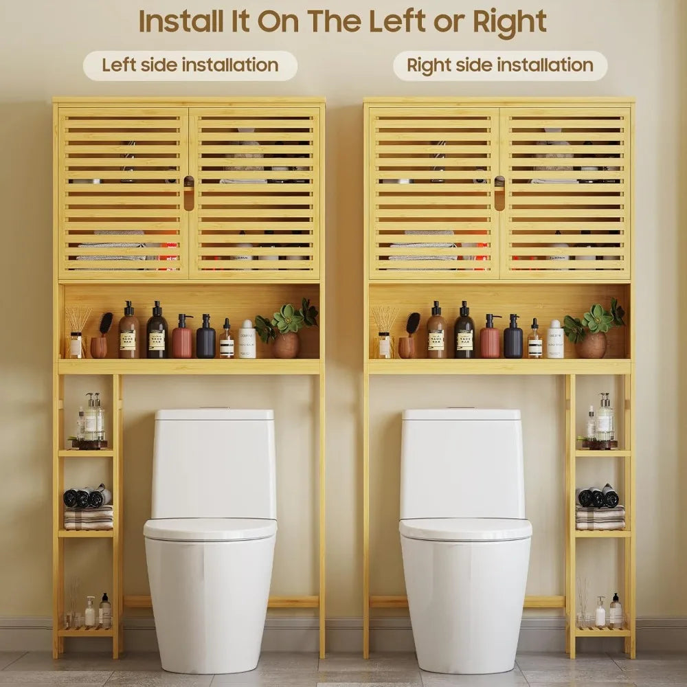 MKDK Over The Toilet Storage Cabinet Bamboo Freestanding