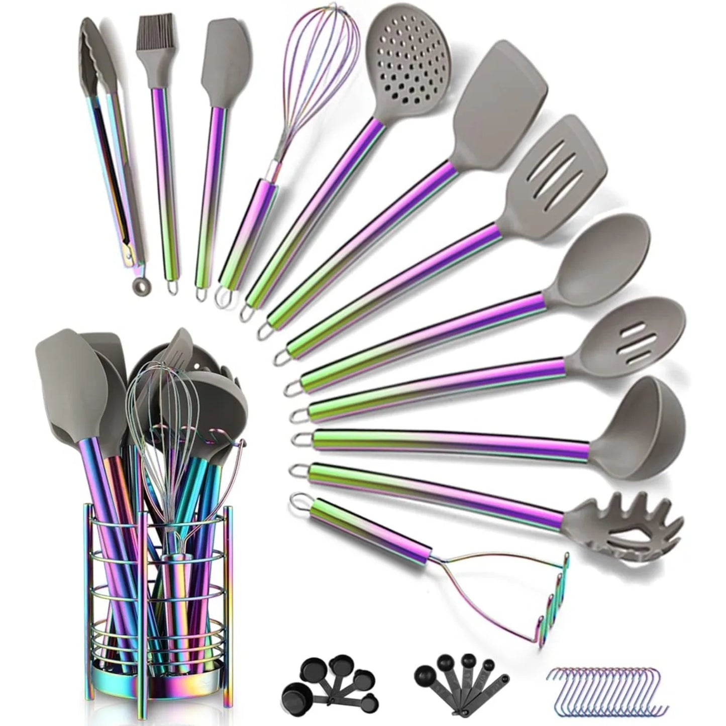 Hign Concerned Silicone Kitchen Utensil Set With Crocks