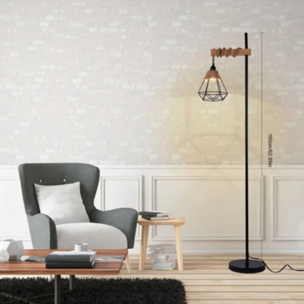 Bymaocar Retro Smart Floor Lamp Tall Rattan Lampshade