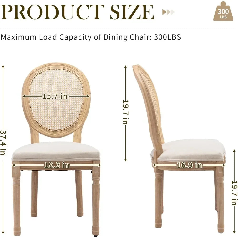 Angduo French Country Dining Chairs Fabric Upholstered